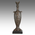 Vase Statue weibliche Birdscarving Dekoration Bronze Skulptur TPE-670